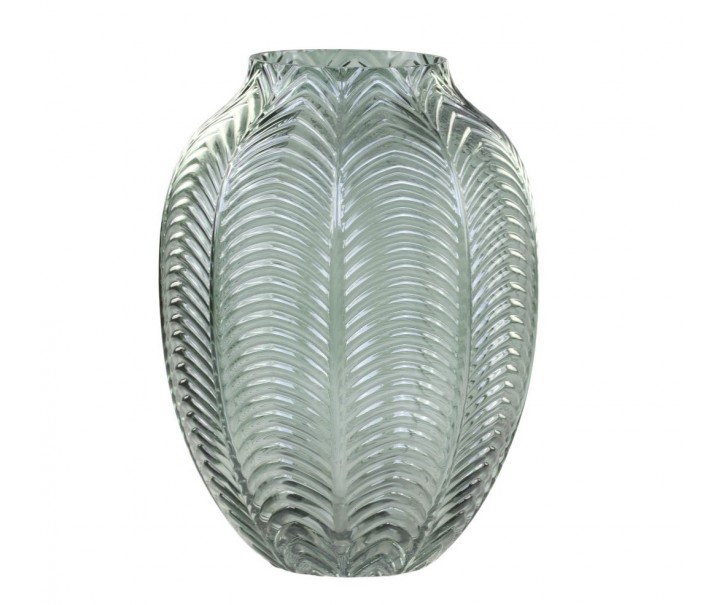 Zelená skleněná dekorační váza Leaf - Ø 14*18cm Chic Antique