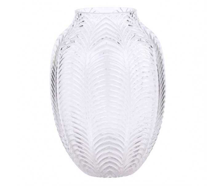 Transparentní skleněná dekorační váza Leaf - Ø 14*18cm Chic Antique