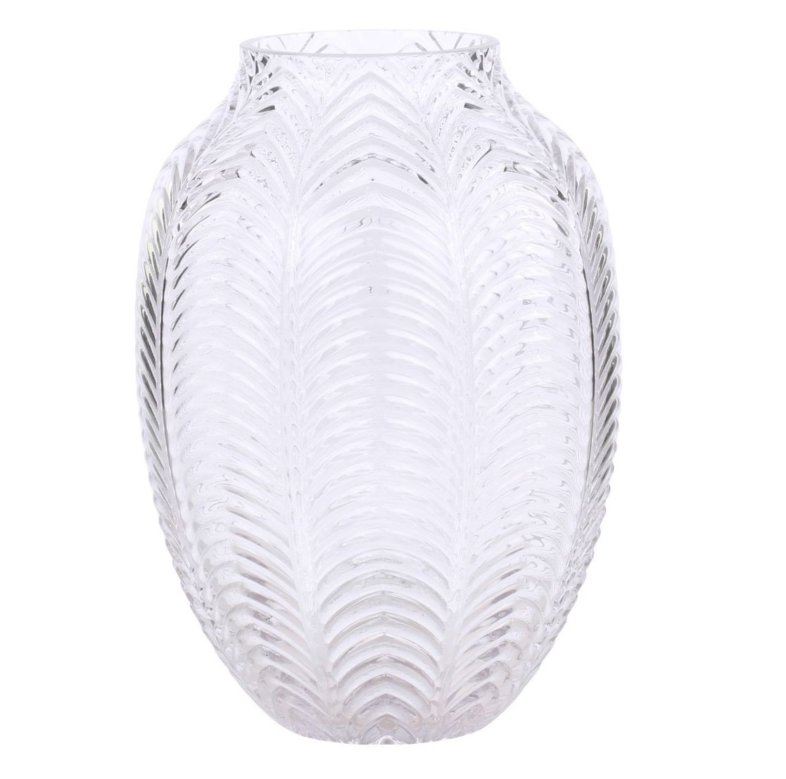 Transparentní skleněná dekorační váza Leaf - Ø 14*18cm