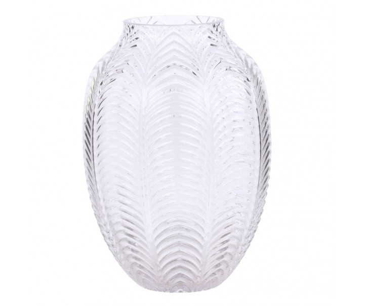 Transparentní skleněná dekorační váza Leaf - Ø 18*25cm Chic Antique