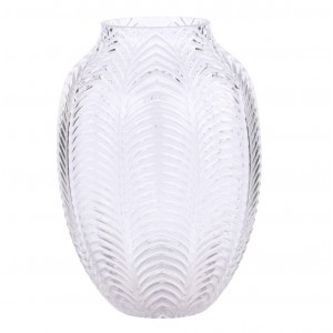 Transparentní skleněná dekorační váza Leaf - Ø 18*25cm