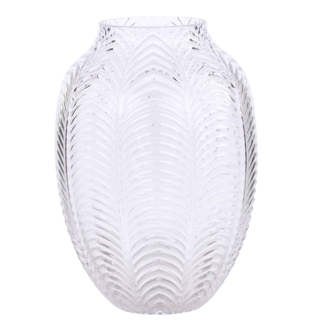 Transparentní skleněná dekorační váza Leaf - Ø 18*25cm Chic Antique Transparentní skleněná dekorační váza Leaf - Ø 18*25cm Chic Antique