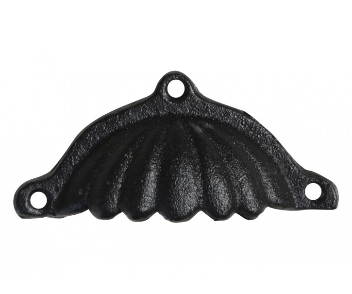 Černá antik litinová úchytka s drážkami Grooves - 10*2*5 cm Chic Antique