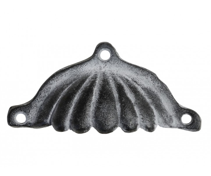 Šedá antik litinová úchytka s drážkami Grooves - 10*2*5 cm Chic Antique