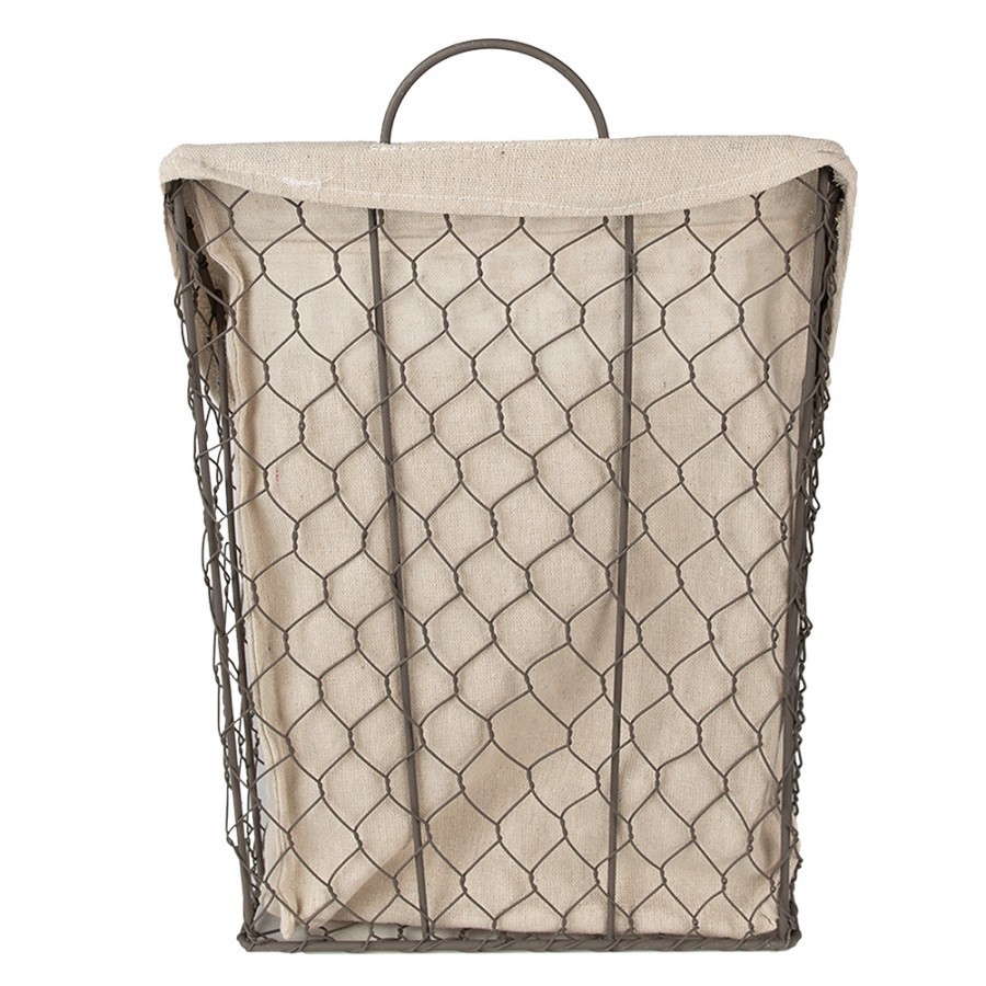 Zinkový antik drátěný košík s bavlněnou vložkou Gie - 23*9*37cm Clayre & Eef Zinkový antik drátěný košík s bavlněnou vložkou Gie - 23*9*37cm Clayre & Eef
