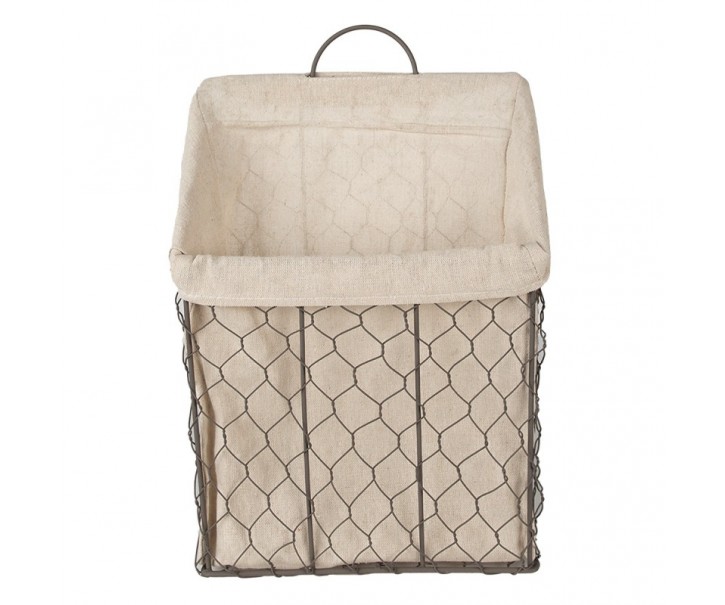 Zinkový antik drátěný košík s bavlněnou vložkou Gie - 23*9*37cm Clayre & Eef