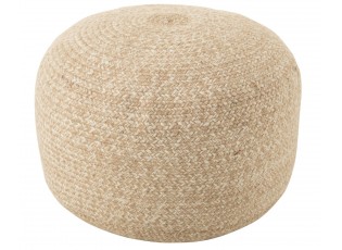 Venkovní přírodně-krémový kulatý puf Miami Outdoor - Ø 50*35 cm