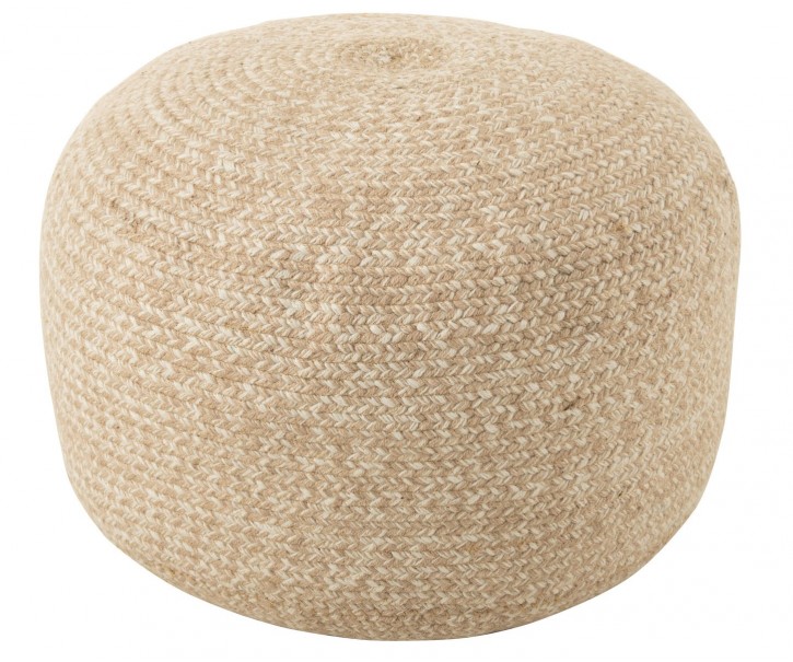 Venkovní přírodně-krémový kulatý puf Miami Outdoor - Ø 50*35 cm J-Line by Jolipa