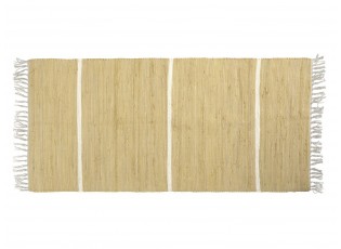 Žlutý bavlněný koberec s pruhy a třásněmi Rag honey - 70*160 cm