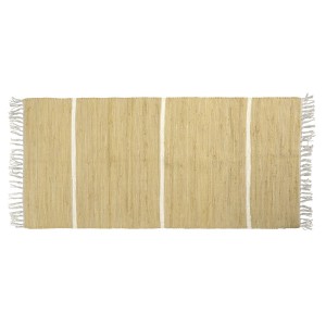 Žlutý bavlněný koberec s pruhy a třásněmi Rag honey - 70*160 cm