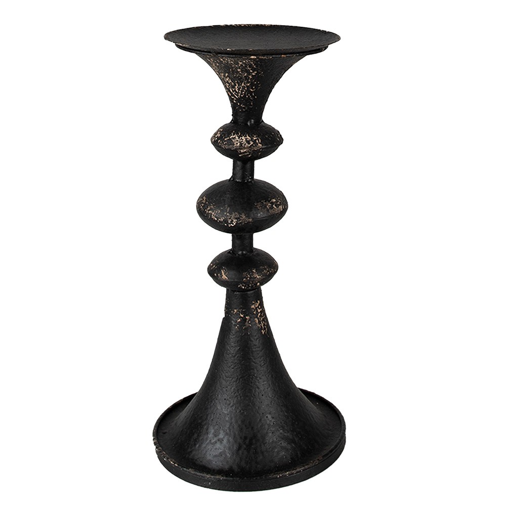 Černý antik kovový svícen na širokou svíčku Paolo - Ø 15*34 cm Clayre & Eef Černý antik kovový svícen na širokou svíčku Paolo - Ø 15*34 cm Clayre & Eef