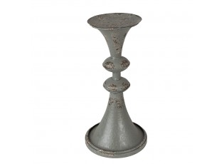 Šedý antik kovový svícen na širokou svíčku Paolo - Ø 13*26 cm