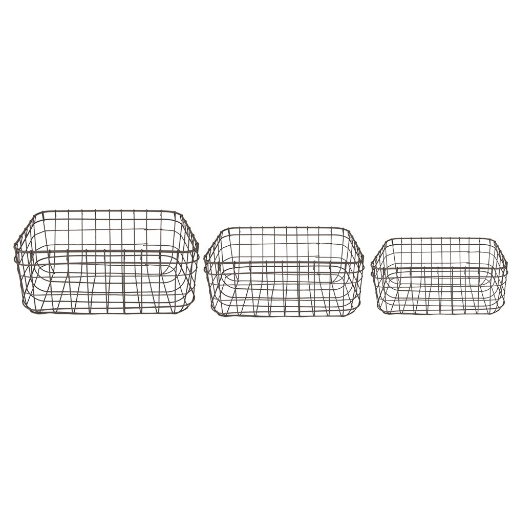 Set 3ks drátěných ozdobných košíků - 30*20*14 / 26*16*12 / 22*12*10 cm Clayre & Eef Set 3ks drátěných ozdobných košíků - 30*20*14 / 26*16*12 / 22*12*10 cm Clayre & Eef