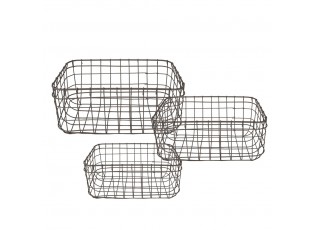 Set 3ks drátěných ozdobných košíků - 30*20*14 / 26*16*12 / 22*12*10 cm