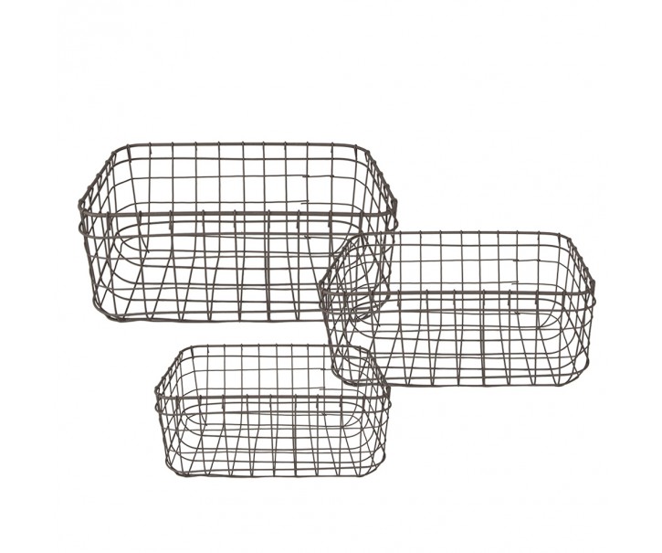 Set 3ks drátěných ozdobných košíků - 30*20*14 / 26*16*12 / 22*12*10 cm Clayre & Eef