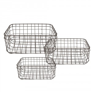Set 3ks drátěných ozdobných košíků - 30*20*14 / 26*16*12 / 22*12*10 cm