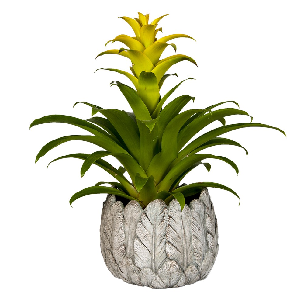 Cementový obal na květináč s peříčky Lify - Ø19*16 cm Clayre & Eef Cementový obal na květináč s peříčky Lify - Ø19*16 cm Clayre & Eef
