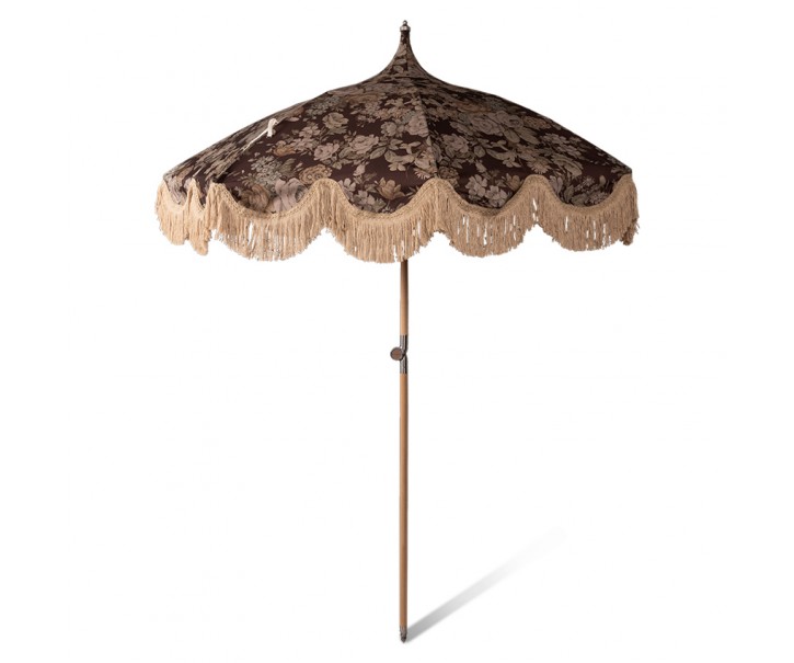 Hnědý slunečník Vintage Ombrellone Floreale - Ø 200*230 cm HKLIVING