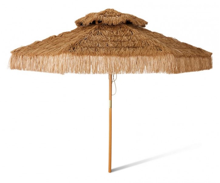 Hnědý rafiový slunečník Raffio Patio - Ø 300 cm HKLIVING