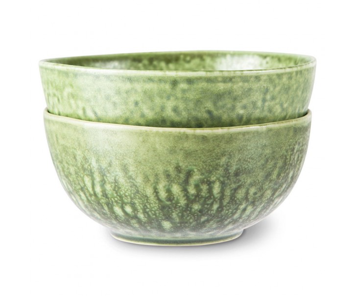 Set 2ks zelená keramická miska The Esmeralds - Ø 16*7cm HKLIVING