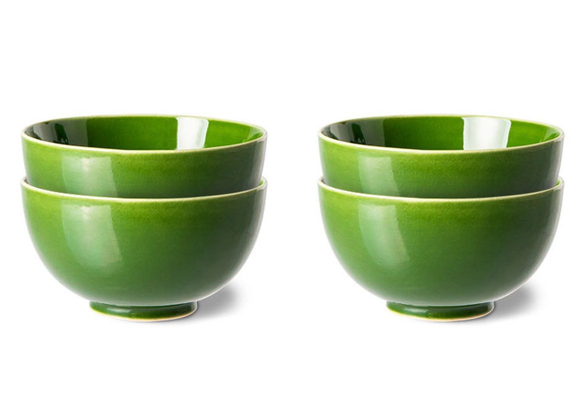 Set 4ks zelená keramická miska The Esmeralds - Ø 12*6,5cm 