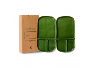 Set 2ks zelený keramický tácek The Emeralds - 27*14*2cm