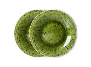 Set 2ks zelený keramický jídelní talíř The Emeralds - 27*3cm