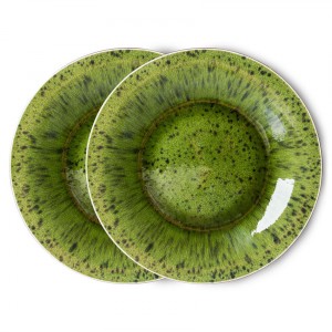 Set 2ks zelený keramický jídelní talíř The Esmeralds - 27*3cm