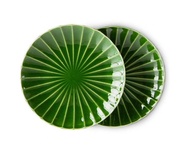 Set 2ks zelený keramický dezertní talíř The Esmeralds - Ø 22*2,8cm HKLIVING