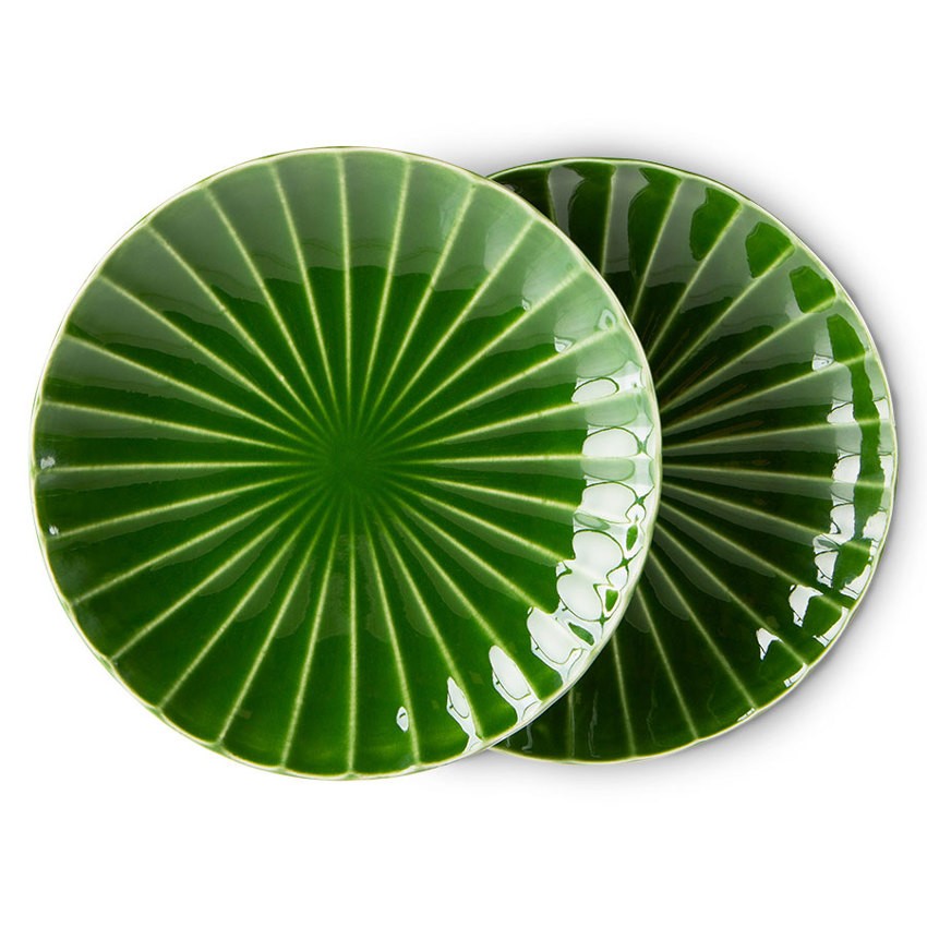 Set 2ks zelený keramický dezertní talíř The Esmeralds - Ø 22*2,8cm