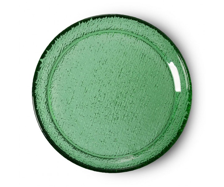 Zelený skleněný dezertní talíř The Emeralds - Ø 21*3cm HKLIVING
