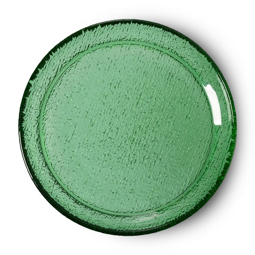 Zelený skleněný dezertní talíř The Emeralds - Ø 21*3cm