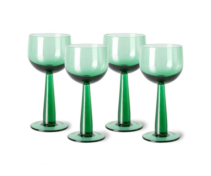 Set 4ks zelená sklenice na víno na vysoké noze The Emeralds - Ø 8*17cm/ 200ml HKLIVING