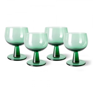 Set 4ks zelená sklenice na víno na nízké noze The Emeralds - Ø 8*11cm/ 250ml