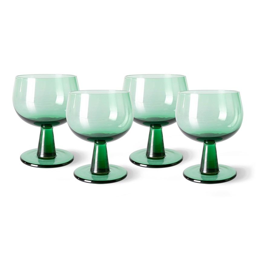 Set 4ks zelená sklenice na víno na nízké noze The Emeralds - Ø 8*11cm/ 250ml
