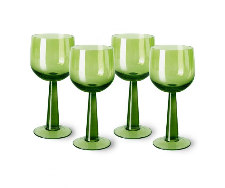 Set 4ks zelená lim sklenice na víno na vysoké noze The Emeralds - Ø 8*17cm/ 200ml HKLIVING