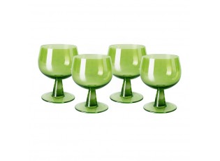Set 4ks zelená lim sklenice na víno na nízké noze The Emeralds - Ø 8*11cm/ 250ml