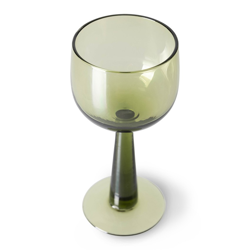 Set 4ks zelená oliv sklenice na víno na vysoké noze The Emeralds - Ø 8*17cm/ 200ml HKLIVING Set 4ks zelená oliv sklenice na víno na vysoké noze The Emeralds - Ø 8*17cm/ 200ml HKLIVING