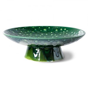 Zelená keramická mísa na noze The Emeralds - Ø 30*10cm 