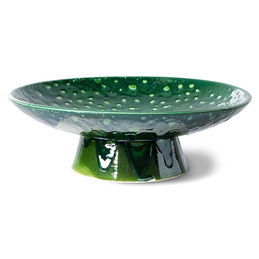 Zelená keramická mísa na noze The Emeralds - Ø 30*10cm 