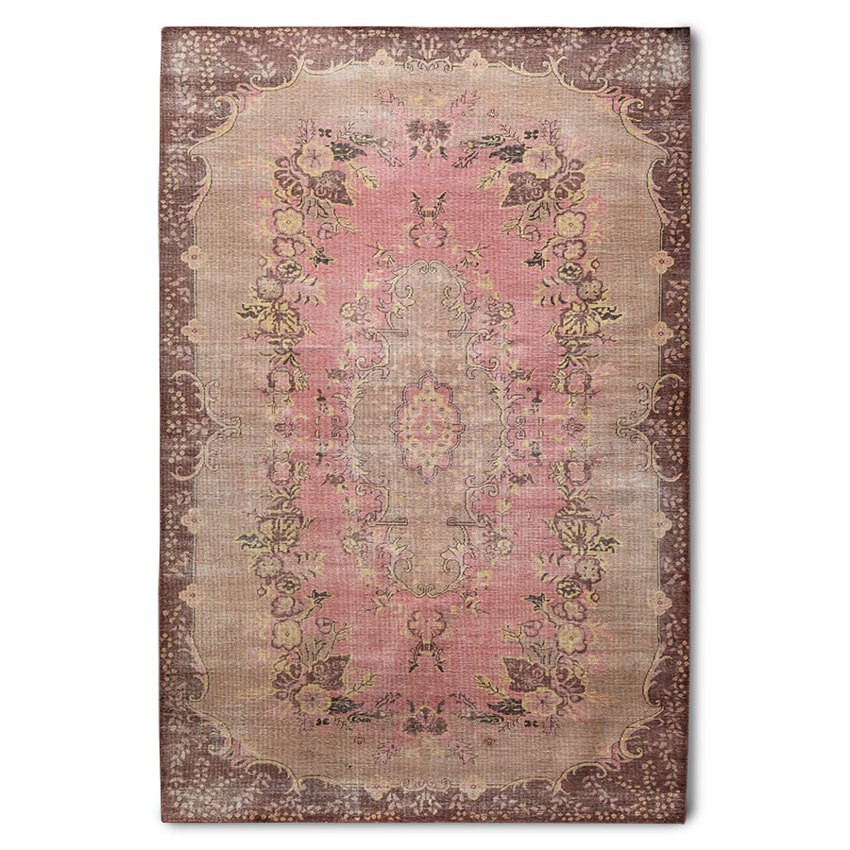 Růžový vlněný koberec s květinovým vzorem Floral pink - 200*300 cm