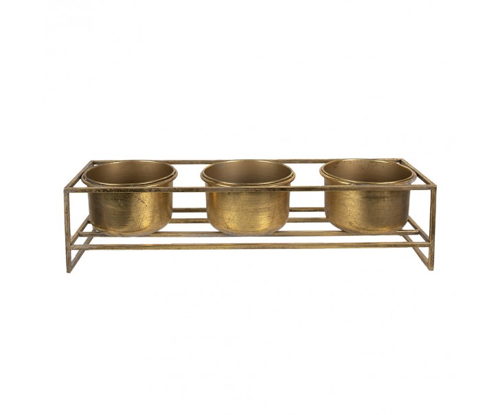 3ks zlatý antik plechový obal na květináč na podstavci - 63*19*16 cm Clayre & Eef