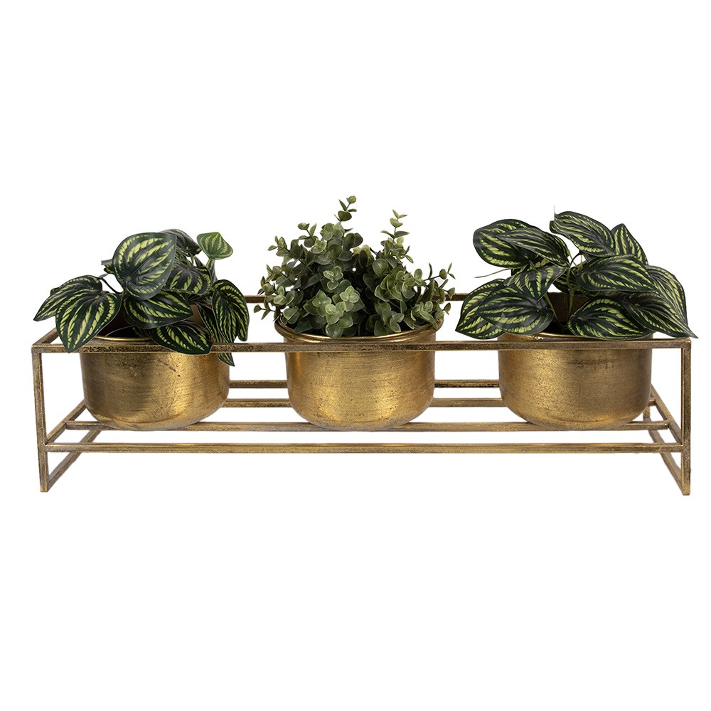 3ks zlatý antik plechový obal na květináč na podstavci - 63*19*16 cm Clayre & Eef 3ks zlatý antik plechový obal na květináč na podstavci - 63*19*16 cm Clayre & Eef