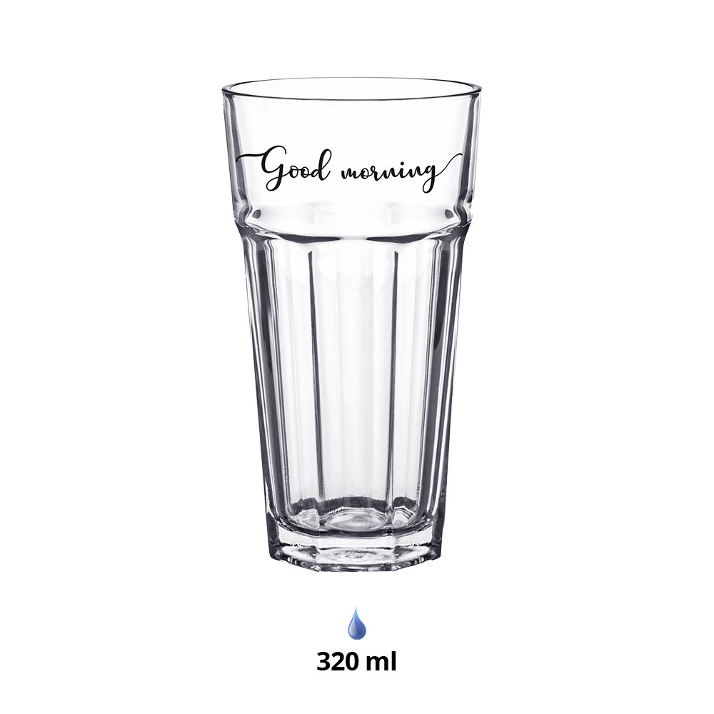 Sklenička s nápisem Good morning - Ø 8*15 cm / 320 ml Clayre & Eef Sklenička s nápisem Good morning - Ø 8*15 cm / 320 ml Clayre & Eef