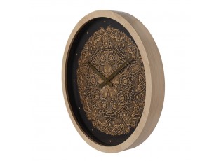 Černohnědé antik nástěnné hodiny s ornamenty - Ø 50*6 cm / 1*AA