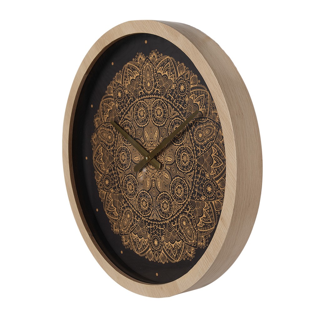 Černohnědé antik nástěnné hodiny s ornamenty - Ø 50*6 cm / 1*AA Clayre & Eef Černohnědé antik nástěnné hodiny s ornamenty - Ø 50*6 cm / 1*AA Clayre & Eef
