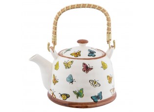 Porcelánová konvička se sítkem motýlci - Ø 14*14 cm / 0,7L