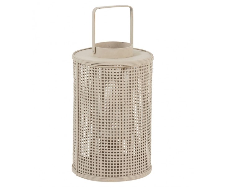 Přírodně - šedá proutěná lucerna Bamboo - Ø 28*44 cm J-Line by Jolipa