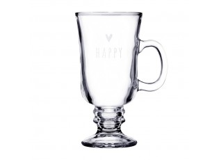 Skleněný hrnek se srdíčkem a nápisem Happy - 10*8*15 cm / 200 ml