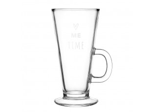 Skleněný hrnek se srdíčkem Me Time - 9*8*15 cm / 250 ml
